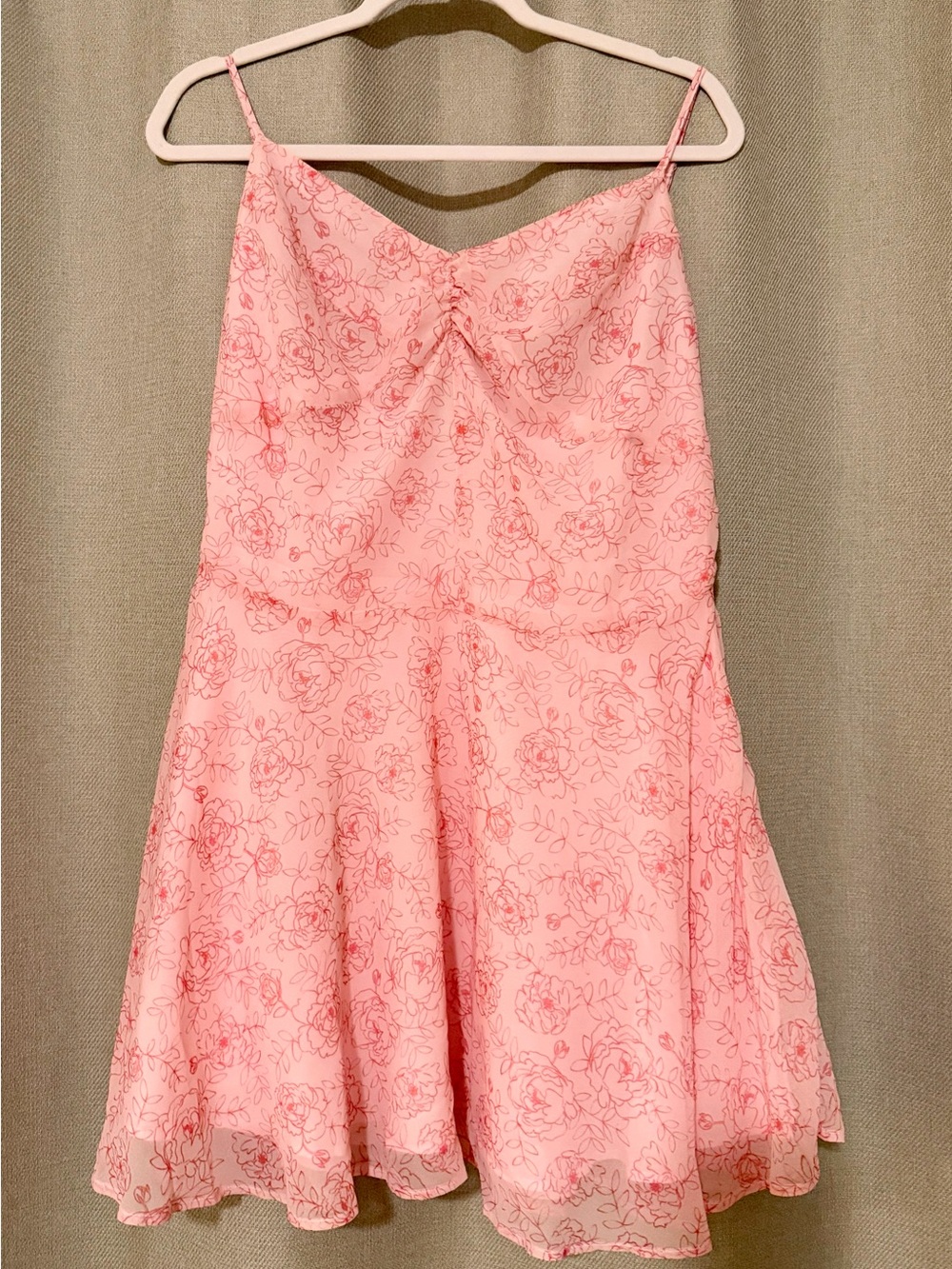 Urban Outfitters Pink Floral Spaghetti-Strap Skater Skirt